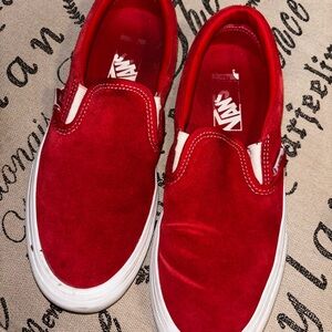 Vans Bold Red Canvas Slip-Ons